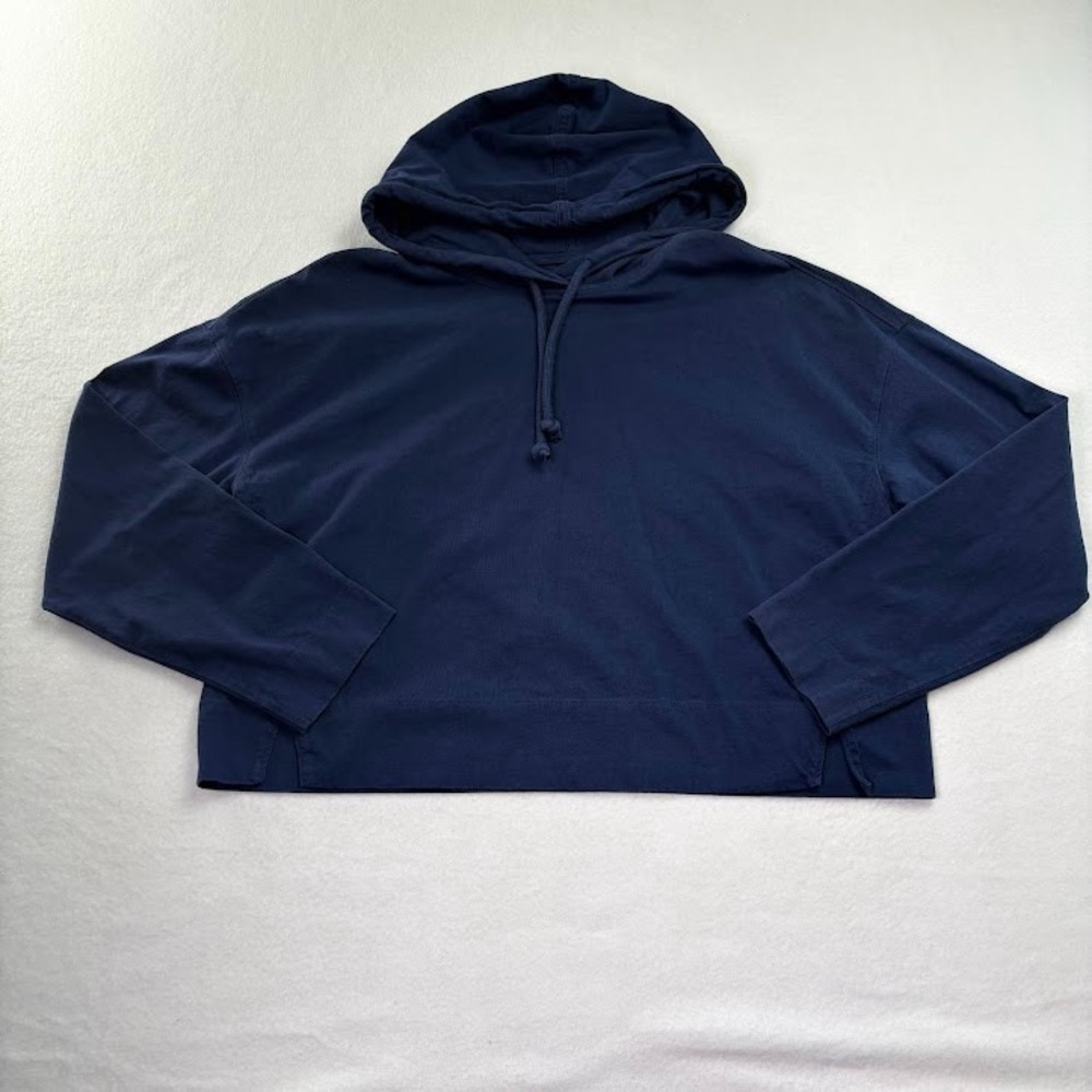 Everlane Navy Cropped Hoodie Womens SM Organic Cotton Essential Yoga Workout